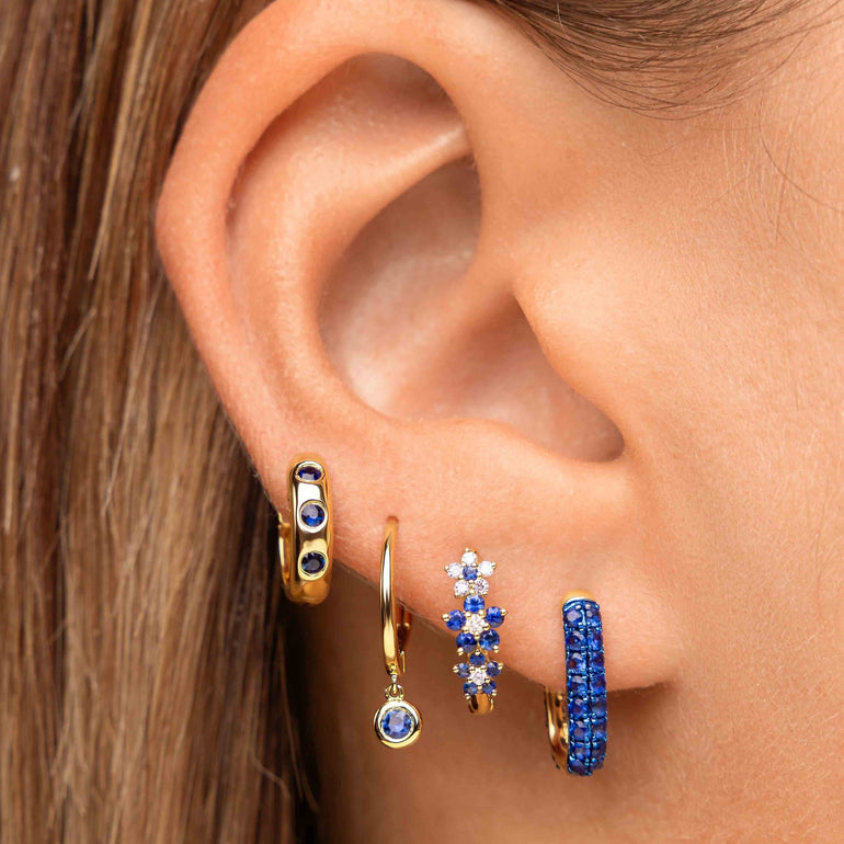 Gemstone Inlay Huggie Earrings - Sparkle Society
