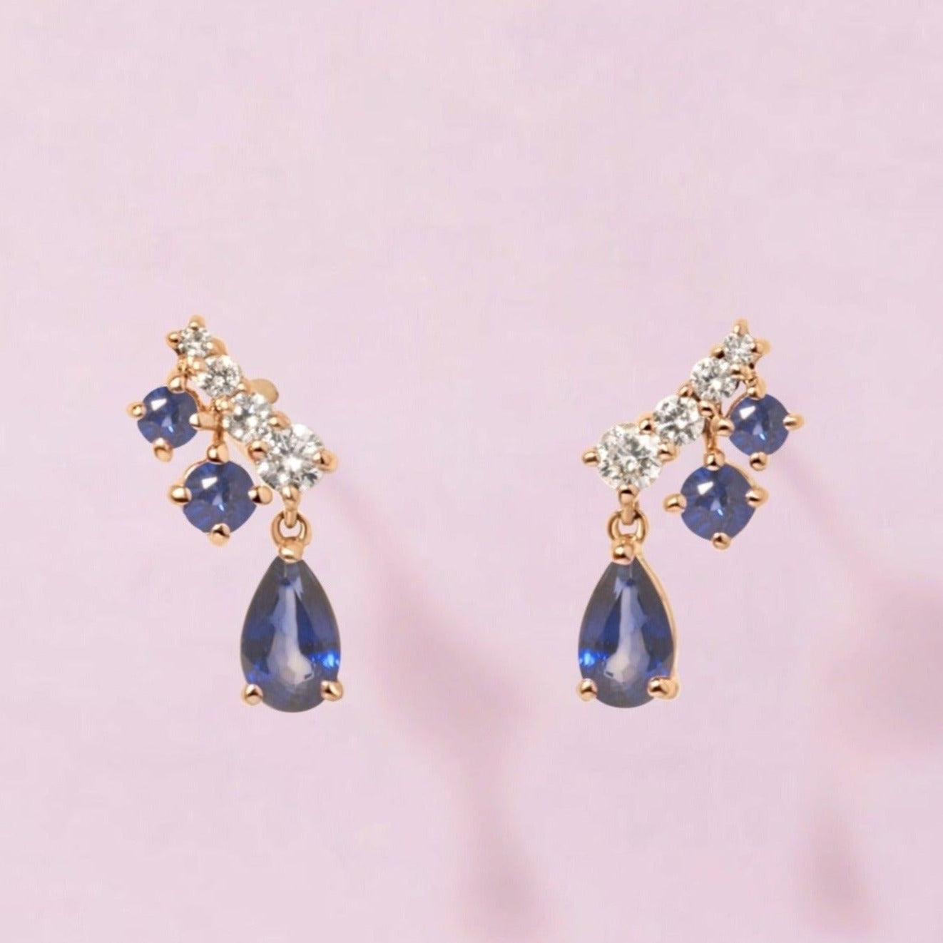 Gemstone Pear And Diamond Studs - Sparkle Society
