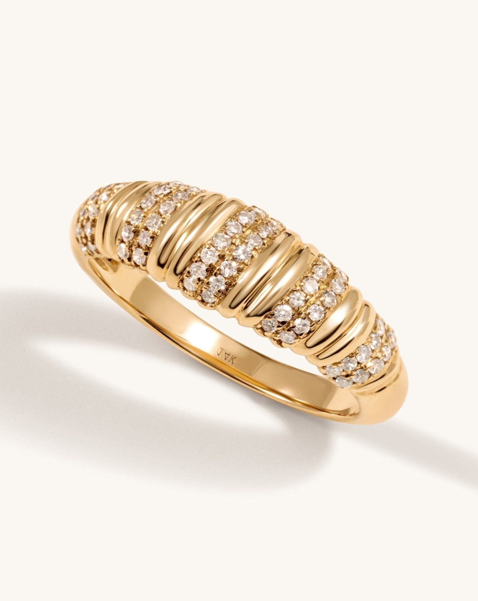 Gold and Diamond Croissant Ring - Sparkle Society