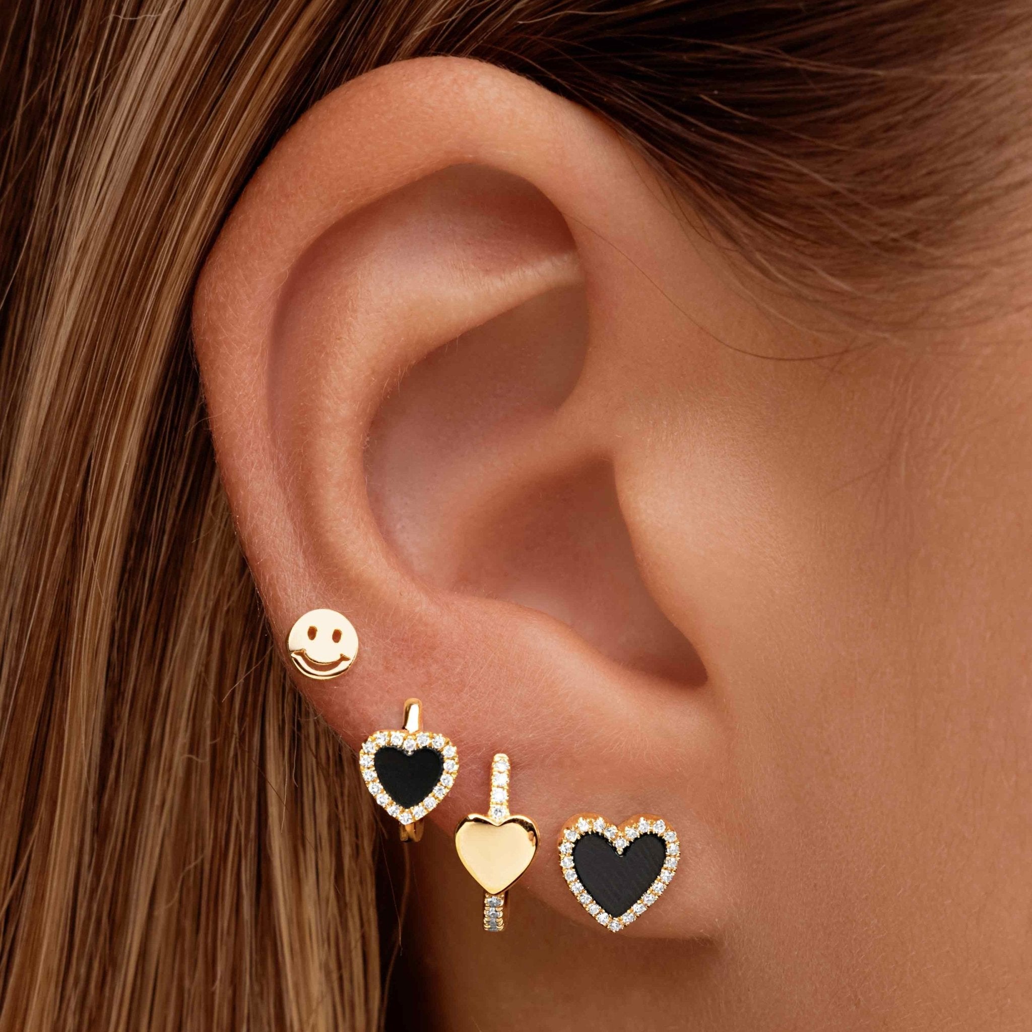 Gold Heart Pave Huggie Earrings - Sparkle Society