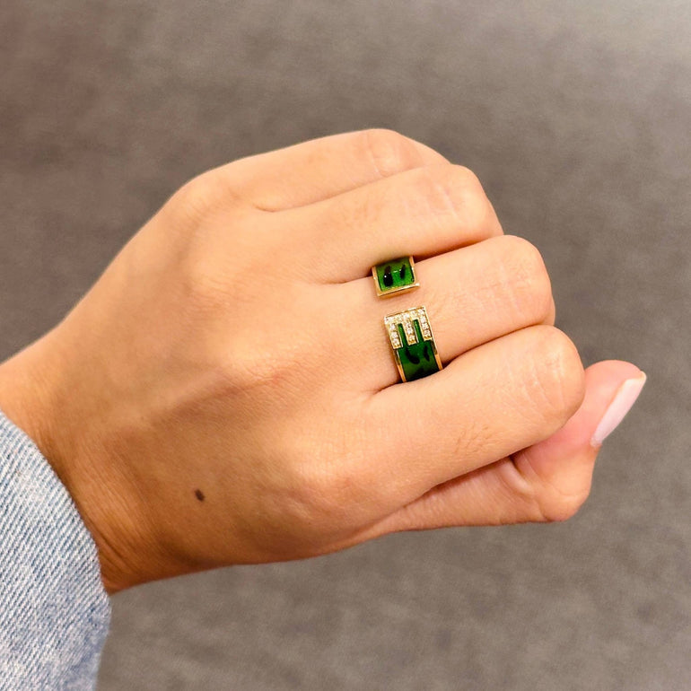 Green Band Diamond Initial Ring - Sparkle Society