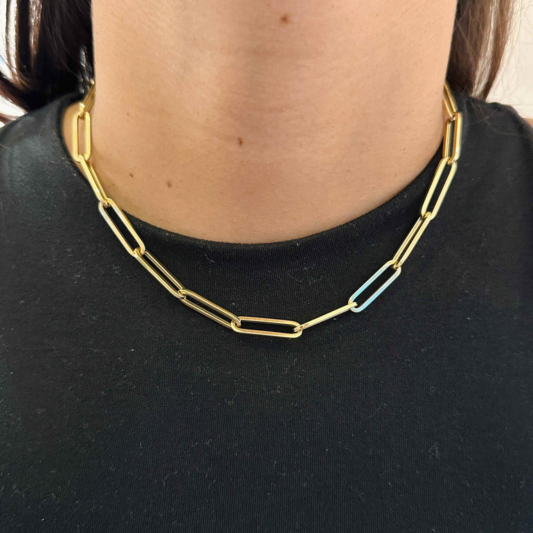 Hollow Gold Paper Clip Chain Necklace - Sparkle Society