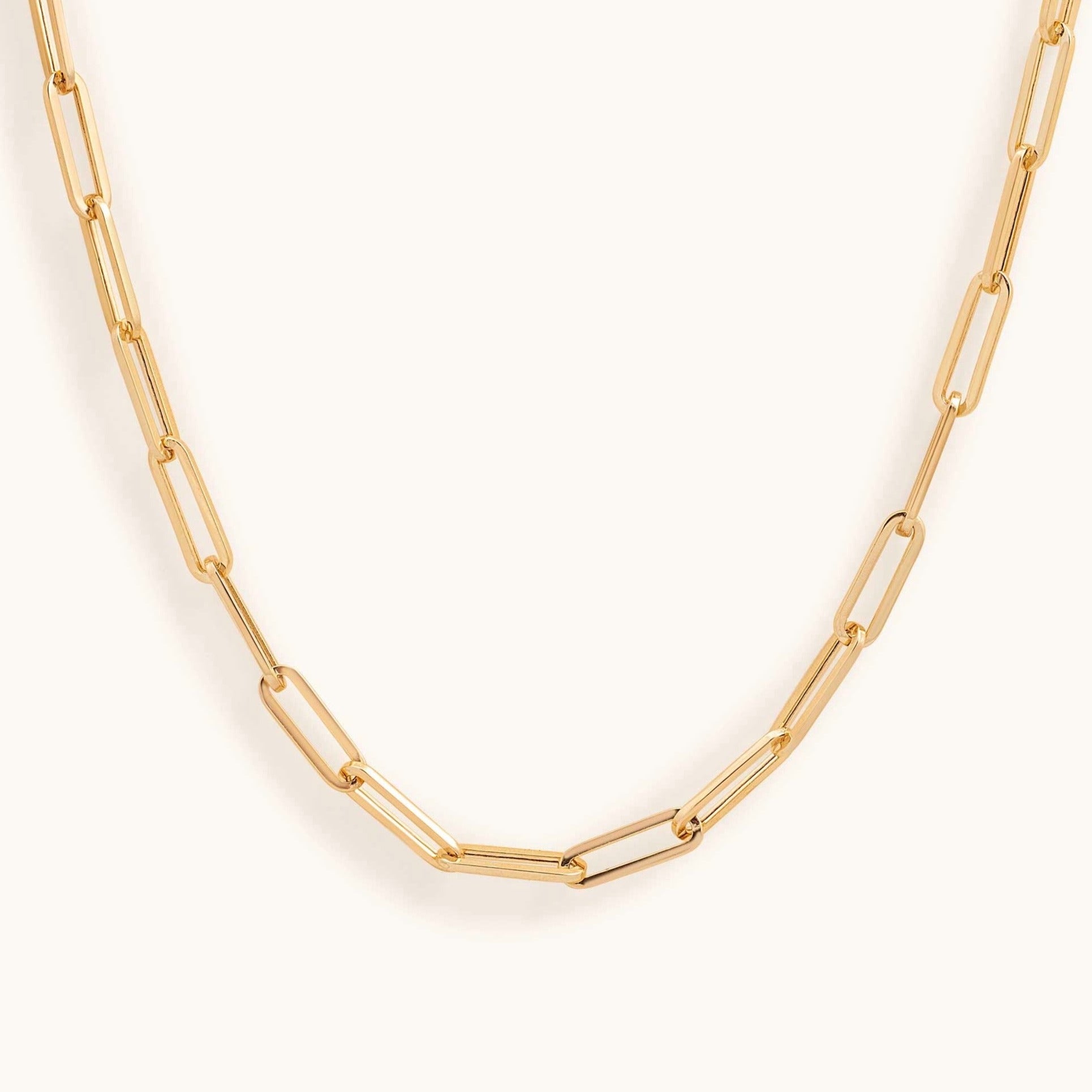 Hollow Gold Paper Clip Necklace - Sparkle Society