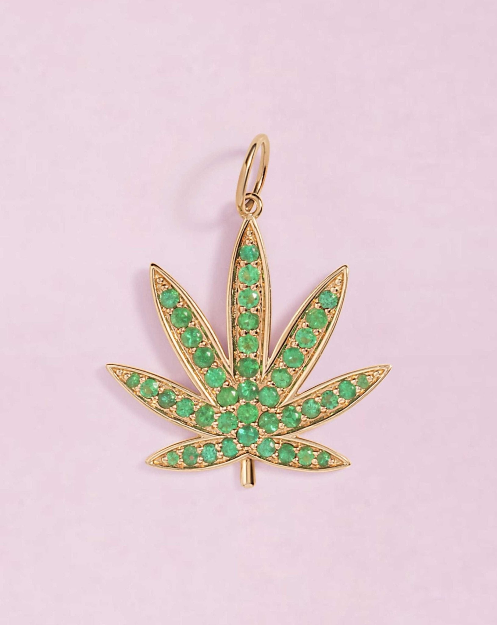Jumbo Emerald Joy Leaf Necklace Charm - Sparkle Society