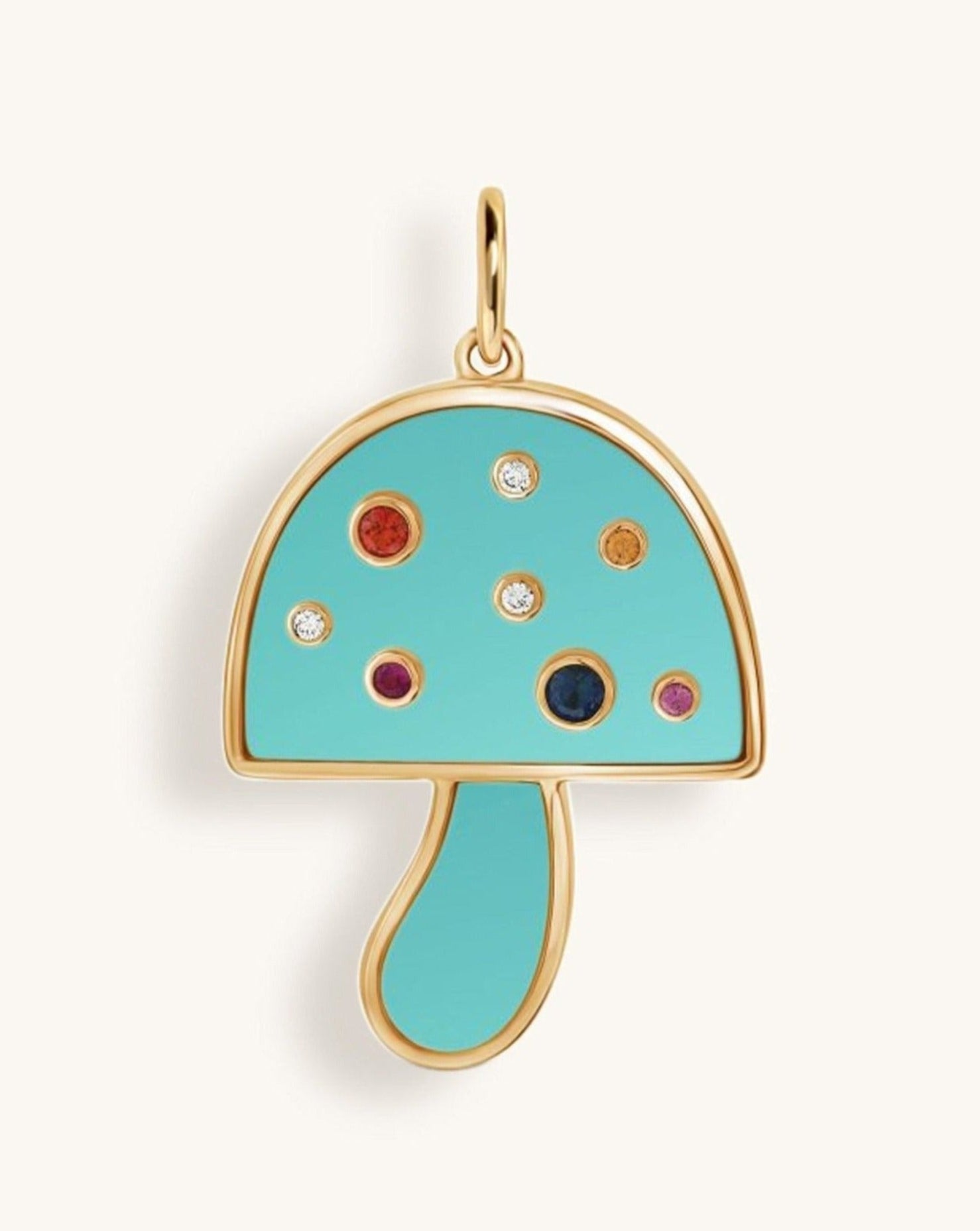 Jumbo Multi Gemstone Mushroom Necklace Charm - Sparkle Society