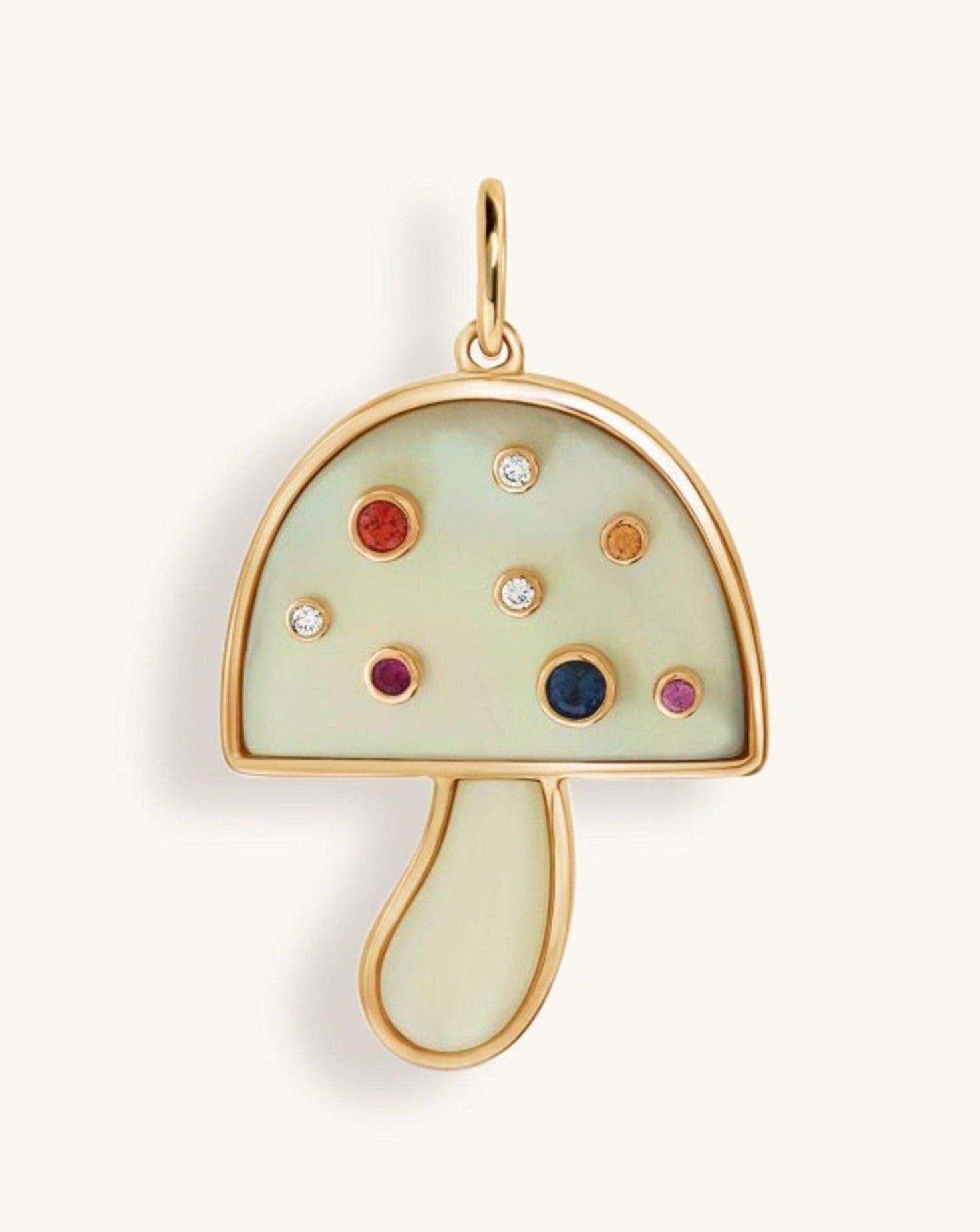 Jumbo Multi Gemstone Mushroom Necklace Charm - Sparkle Society