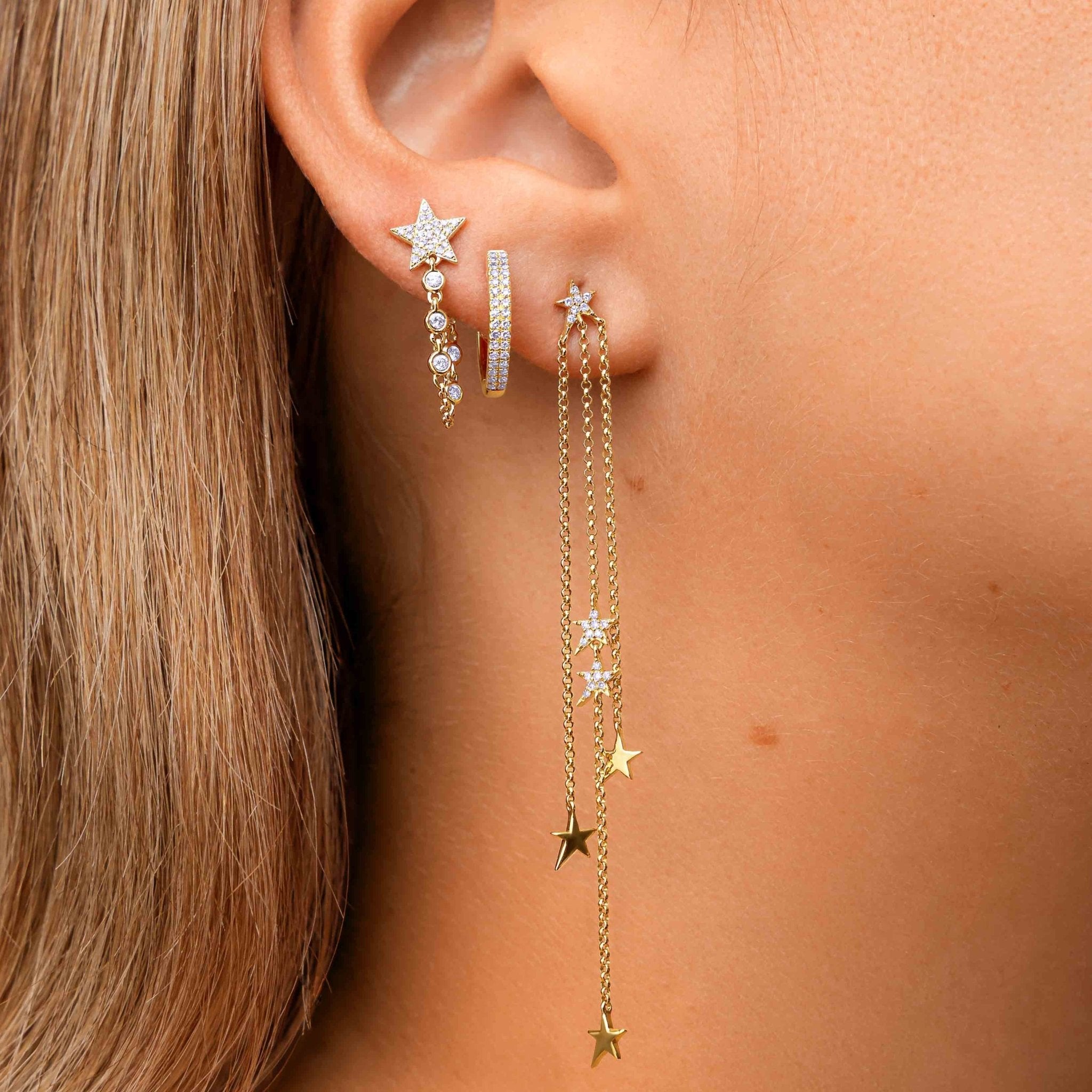 Large Double Row Diamond Huggie Earrings - Sparkle Society