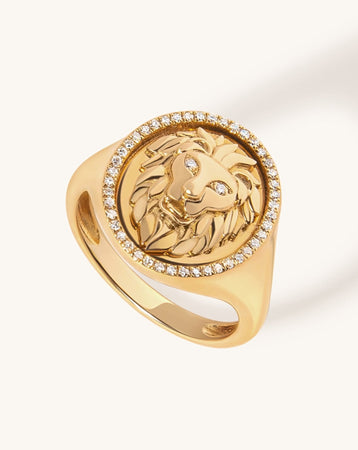 0.35 Carats Diamond 18 Carat Yellow Gold Lion Signet Ring – Les Pierres de  Julie