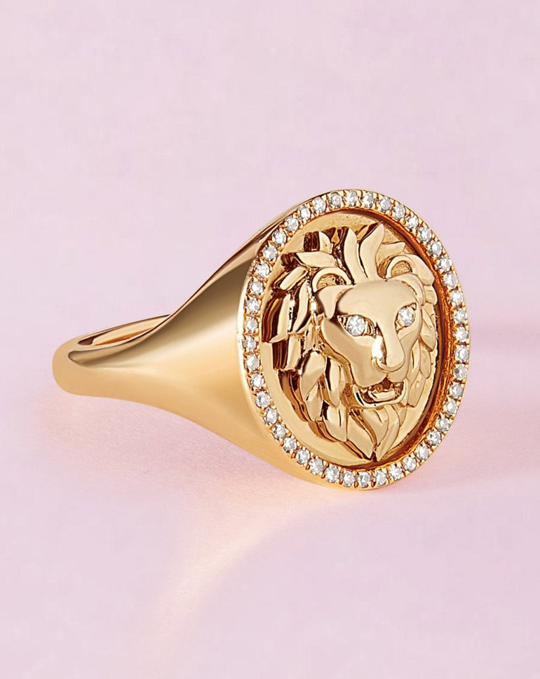 Lion Signet Ring - Sparkle Society