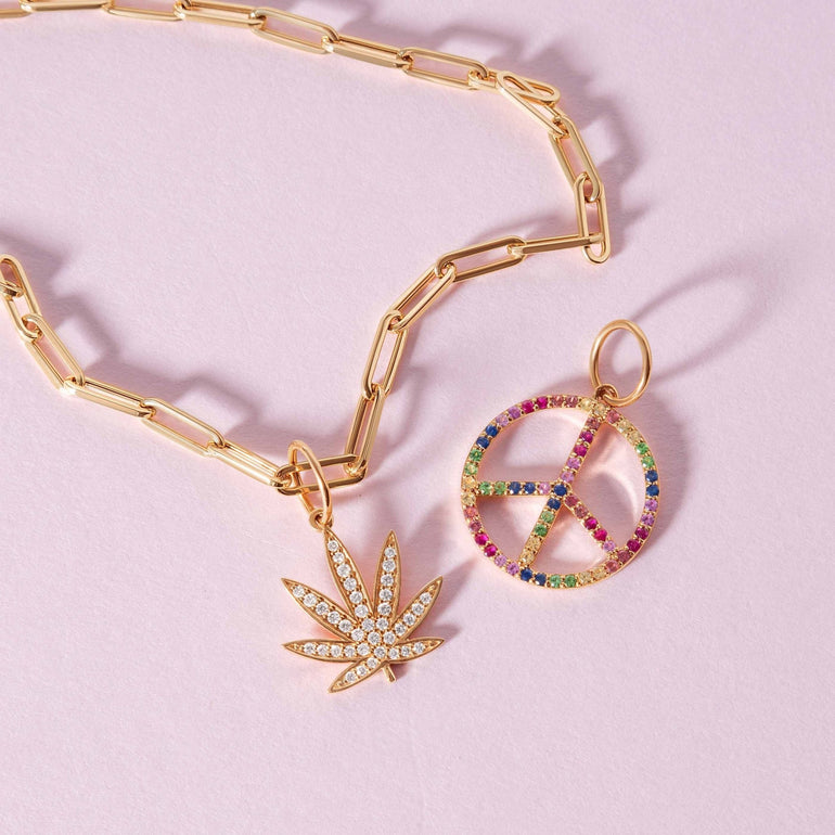 Pave Joy Leaf Necklace Charm - Sparkle Society