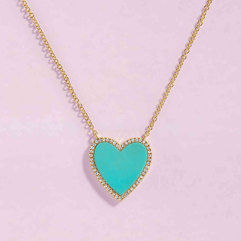 Medium Pave Heart Necklace + Perfect Heart Huggies - Sparkle Society