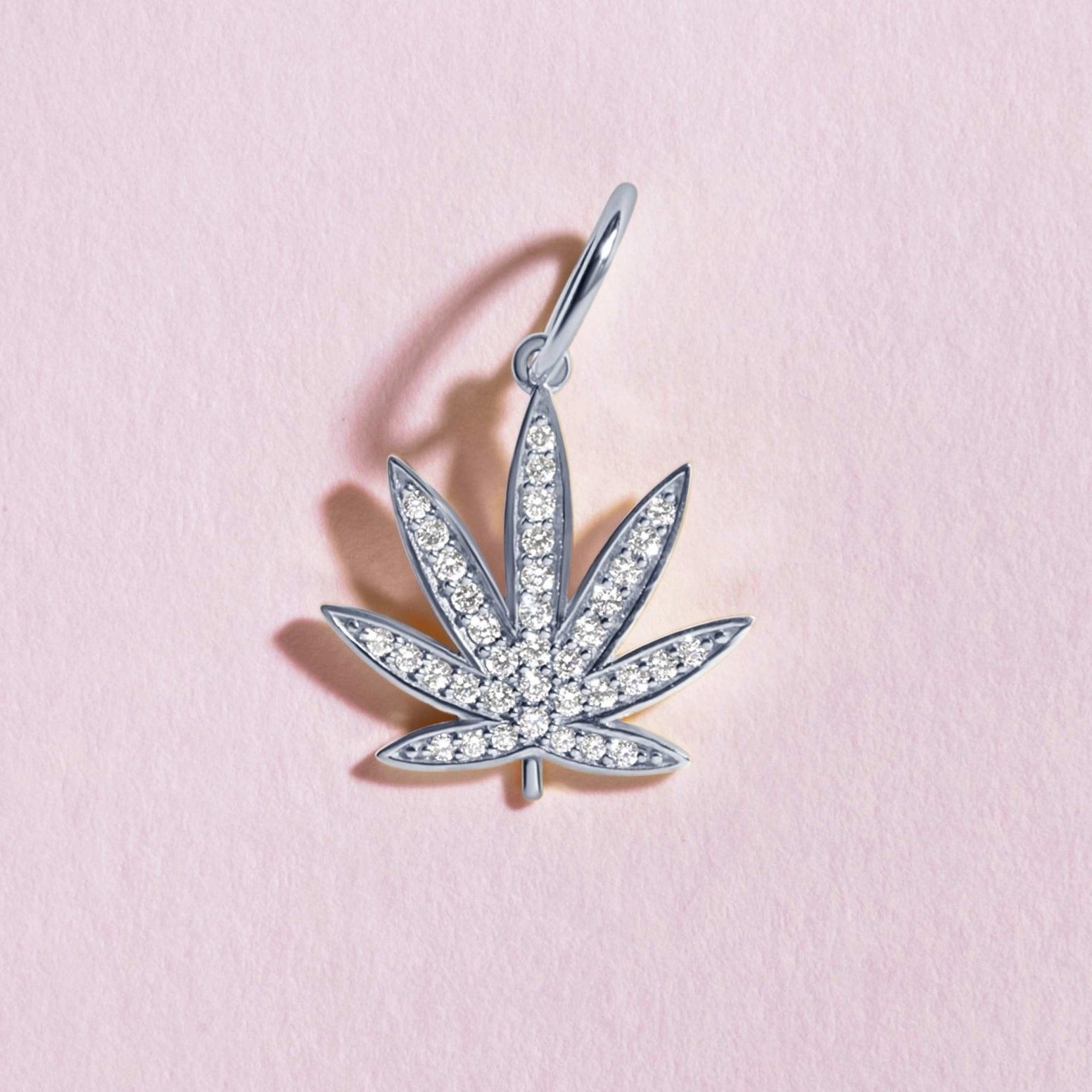Pave Joy Leaf Necklace Charm - Sparkle Society