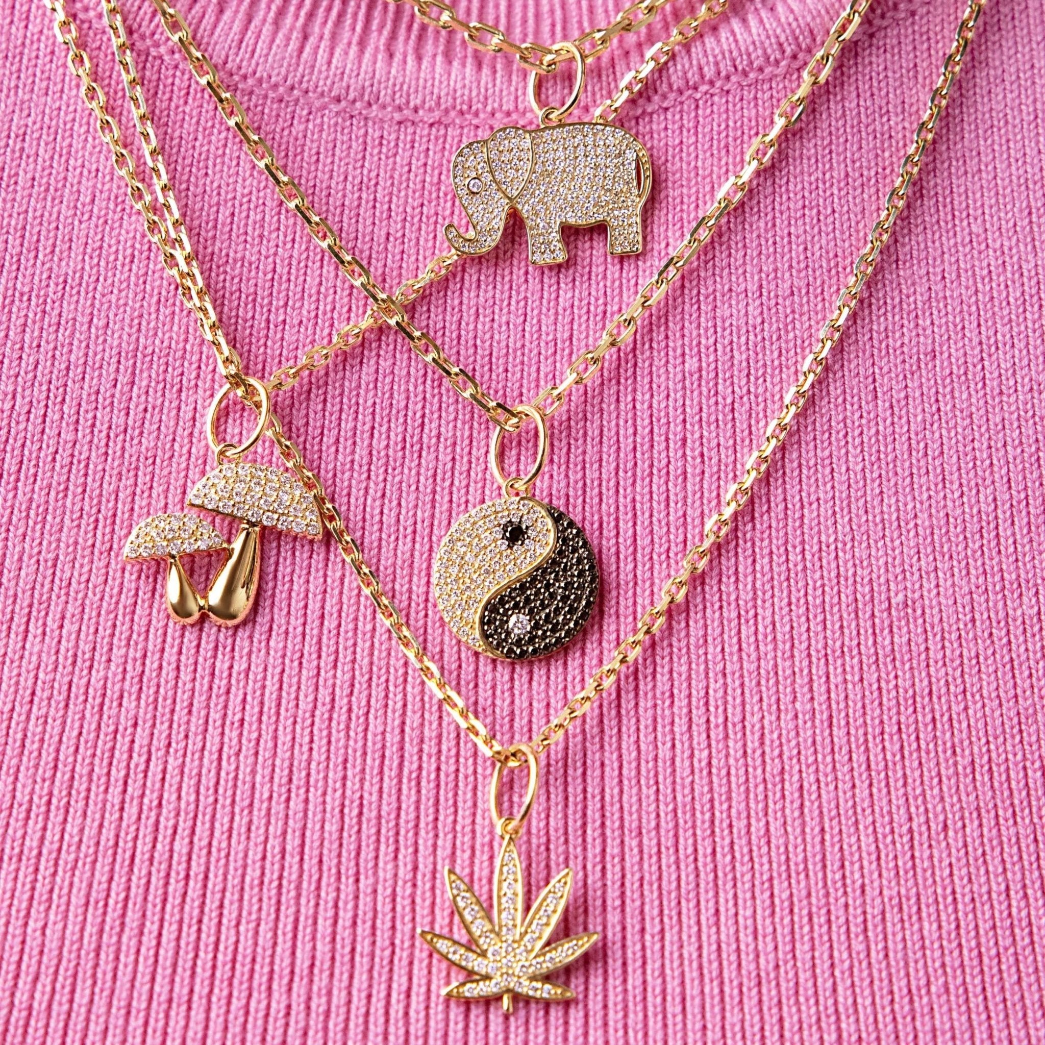 Pave Joy Leaf Necklace Charm - Sparkle Society