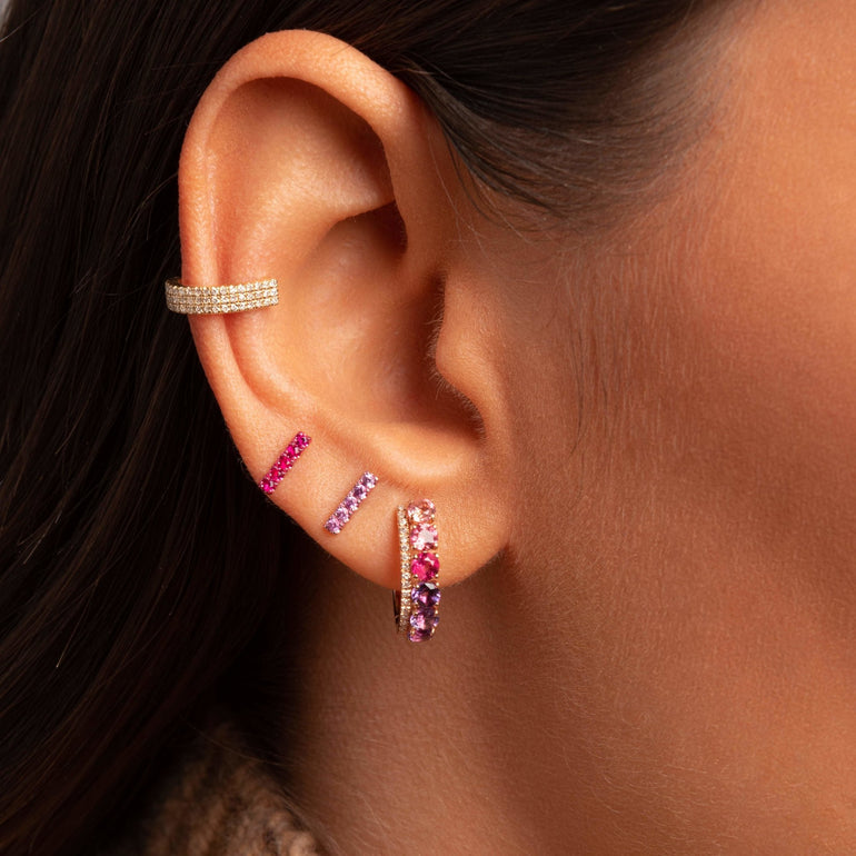 Mini Gemstone Bar Stud Earrings - Sparkle Society