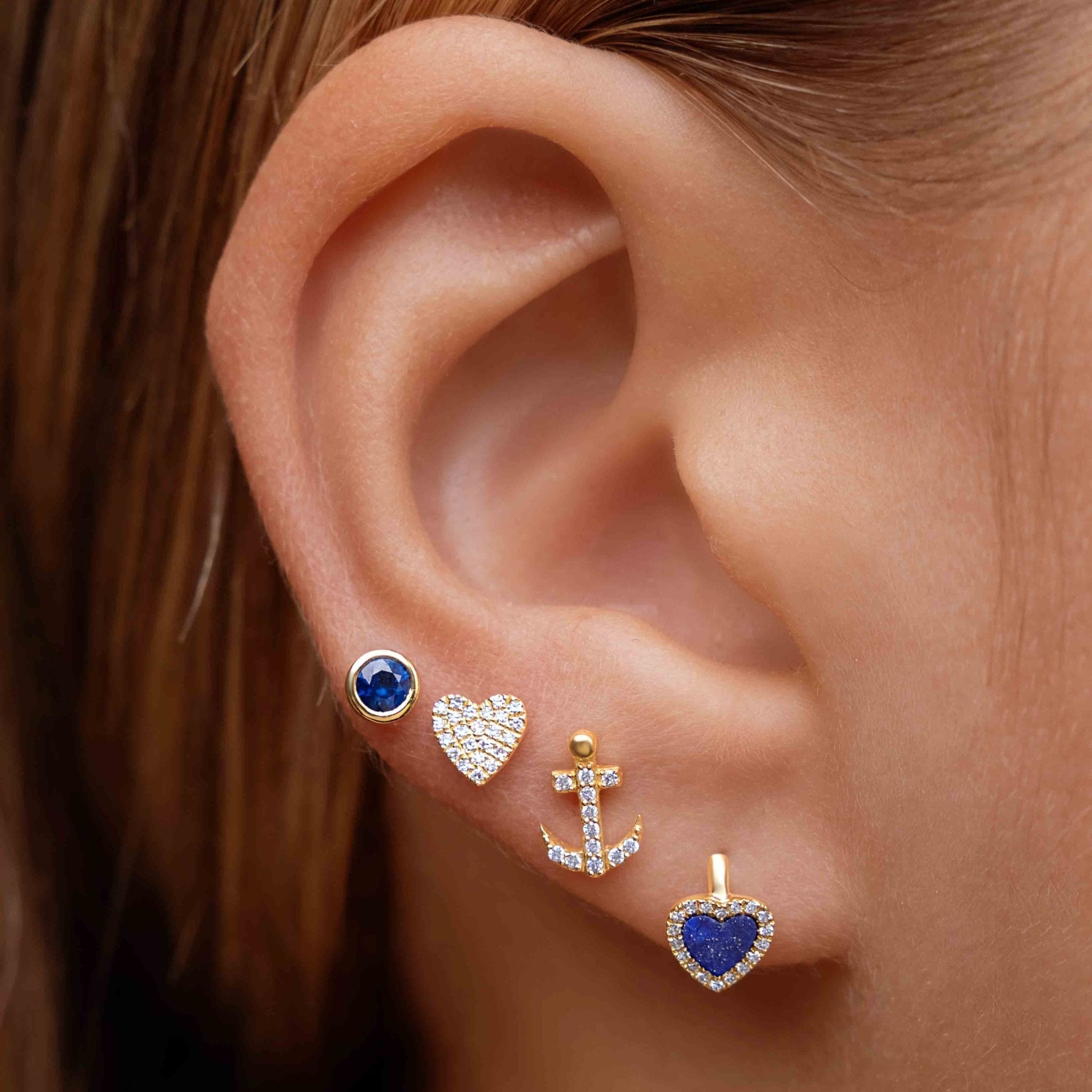 Mini Diamond Anchor Stud Earrings - Sparkle Society