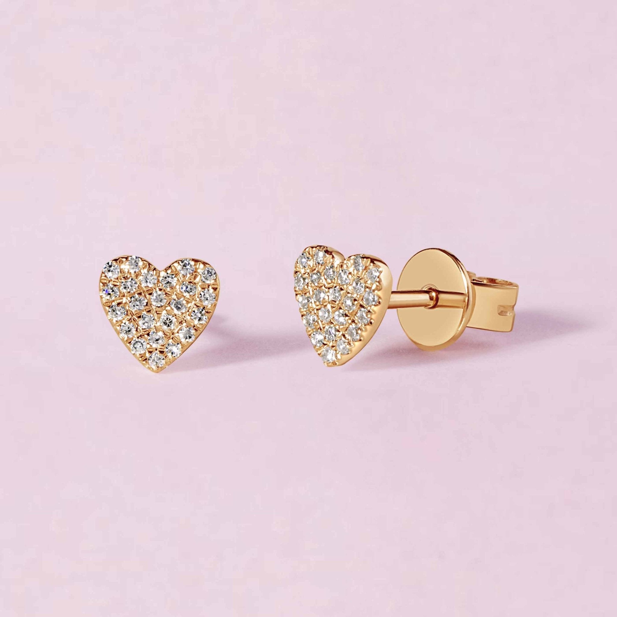 Small Diamond Heart Stud Earrings - Sparkle Society