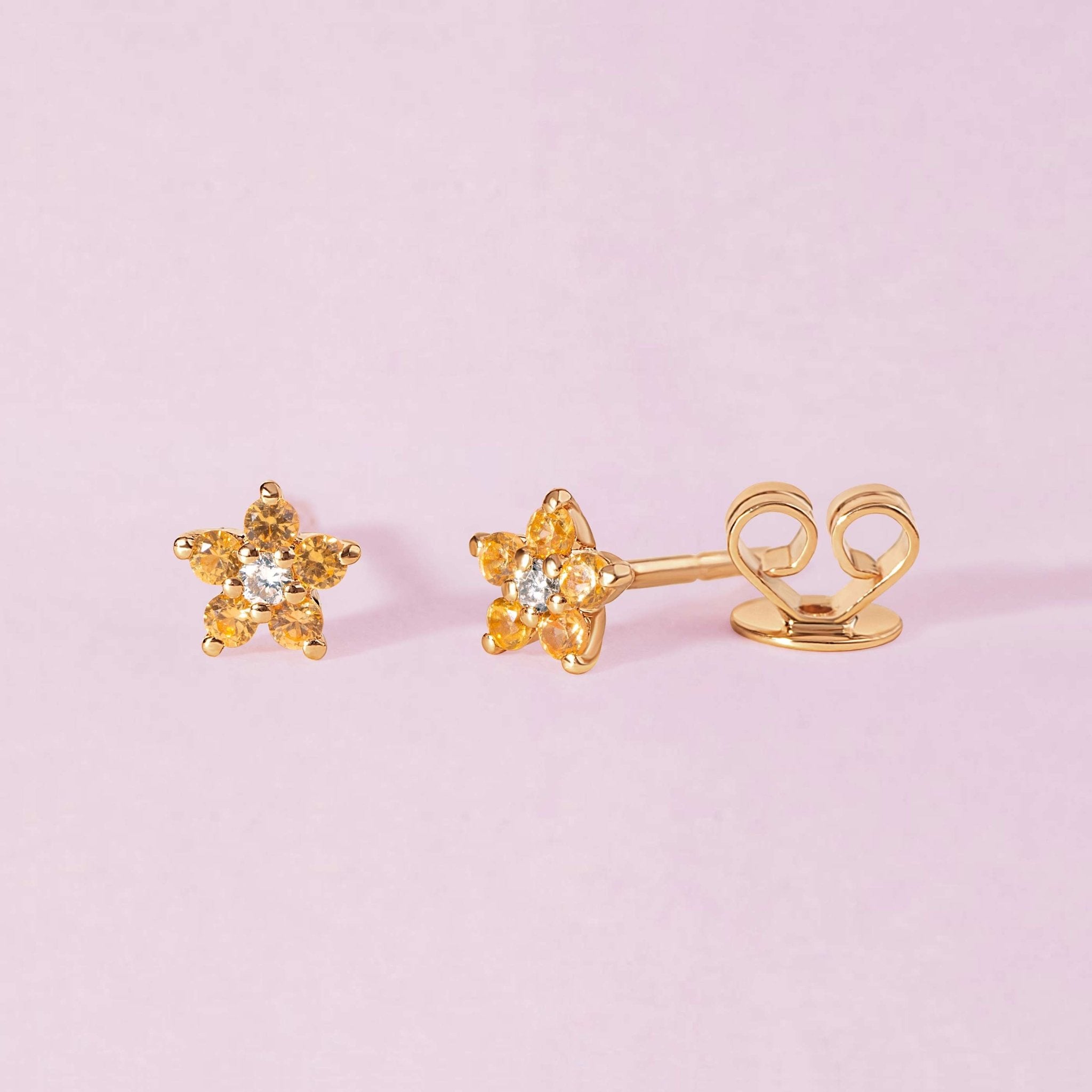 Tiny Gemstone Flower Studs - Sparkle Society