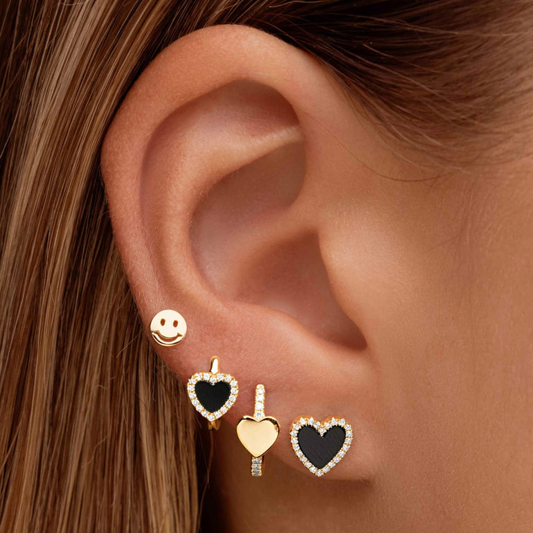 Tiny Solid Gold Smiley Face Stud Earrings - Sparkle Society