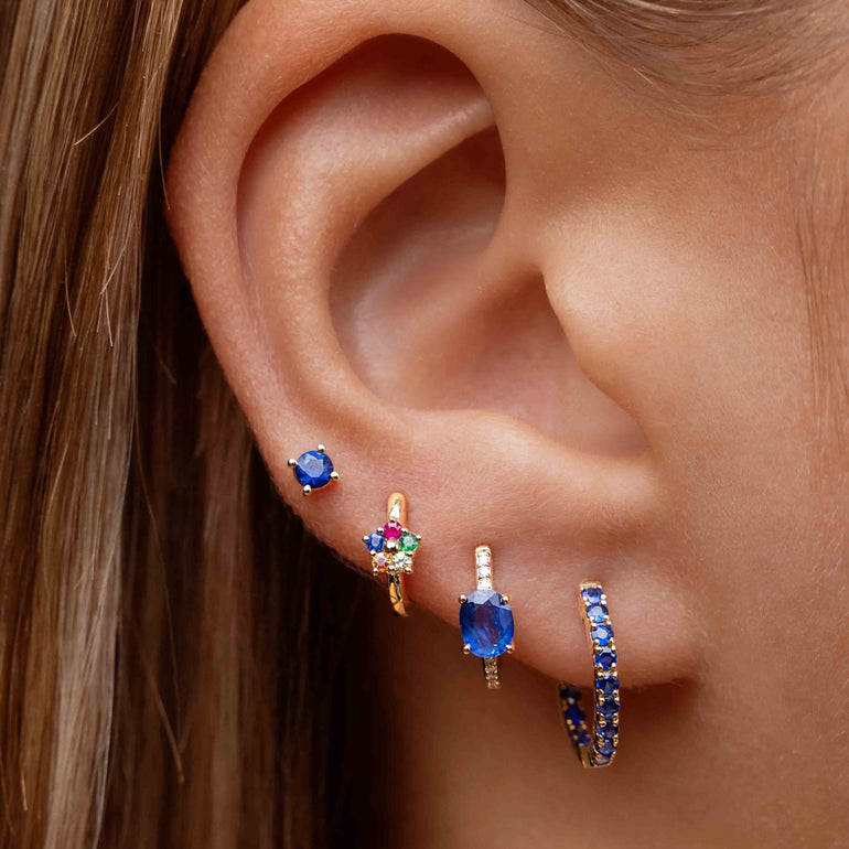 Tiny Rainbow Flower 9mm Huggie Earrings - Sparkle Society