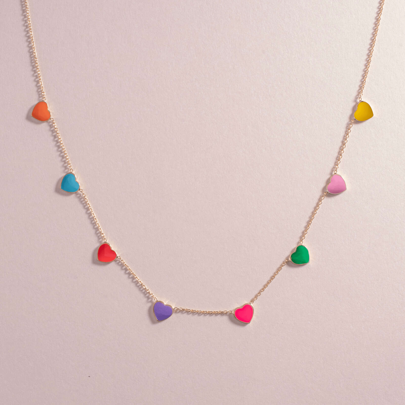 Multi Color Enamel Heart Necklace - Sparkle Society