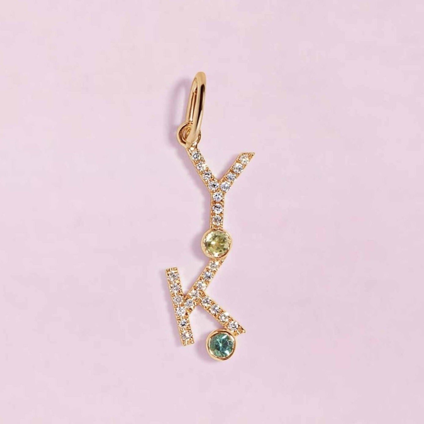 Multi Diamond Initial and Bezel Necklace Charm - Sparkle Society