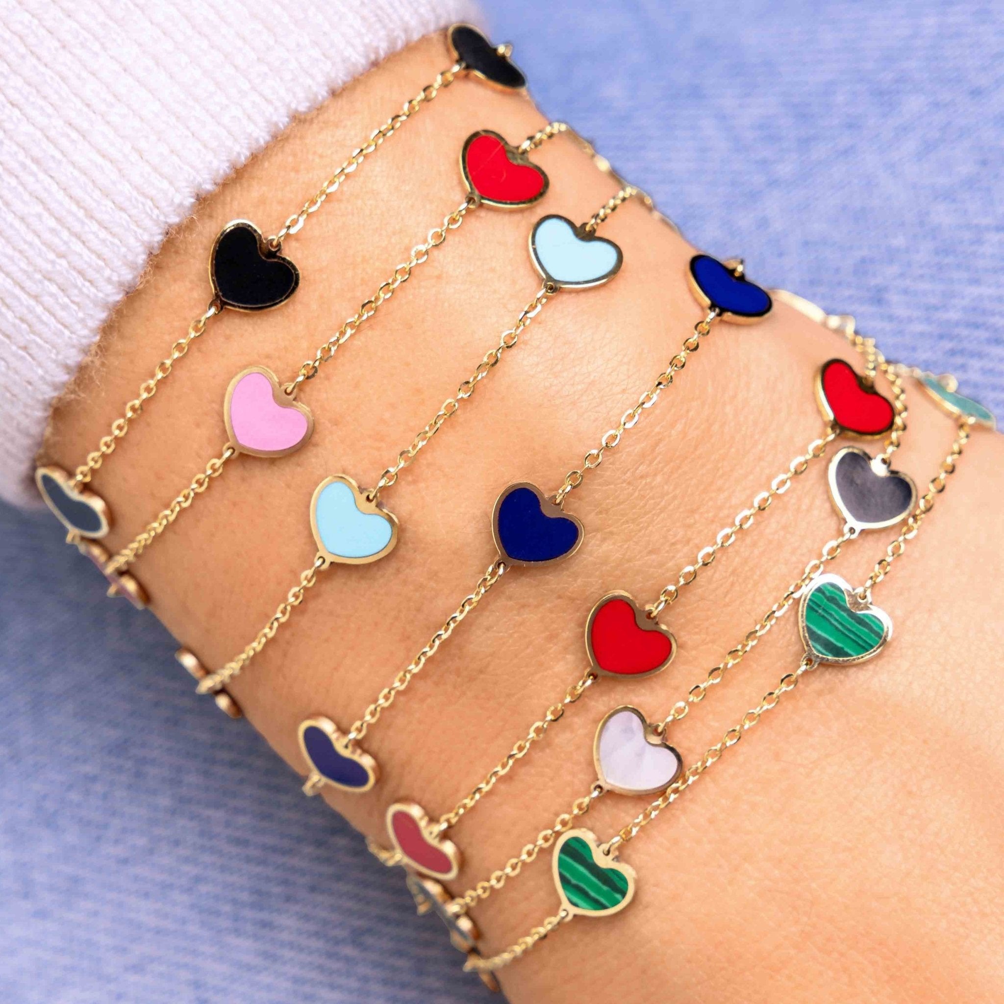 Heart Charm Onyx Bracelet by Rock My Wings