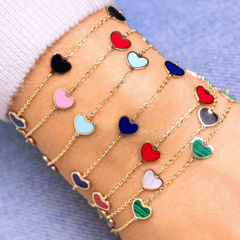 Multi Gemstone Heart Bracelet