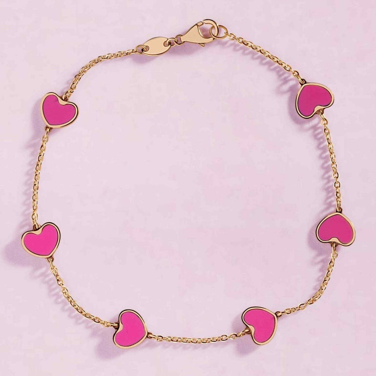 Multi Gemstone Heart Bracelet - Sparkle Society