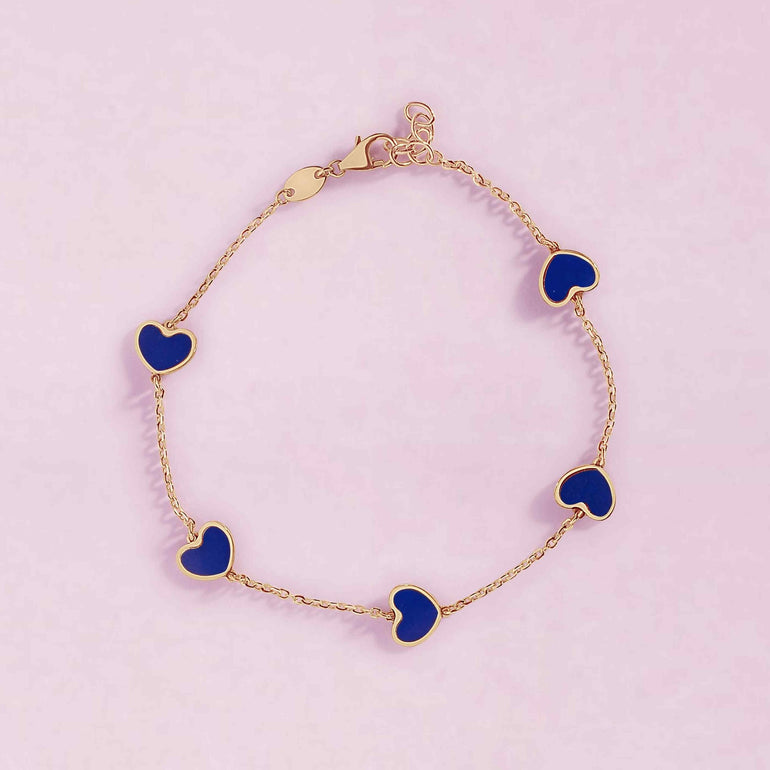 Multi Gemstone Heart Bracelet + Earring Studs - Sparkle Society