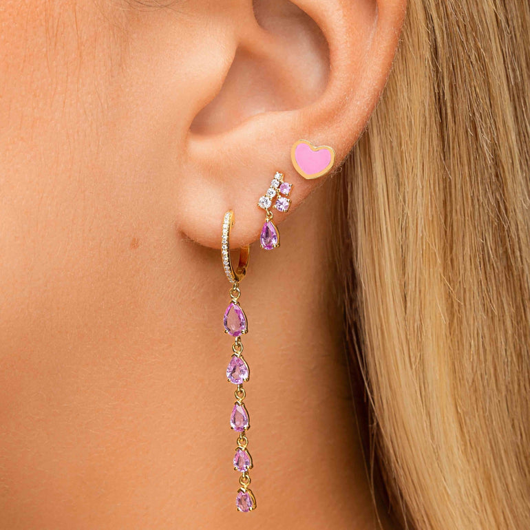 Multi Gemstone Heart Bracelet + Earring Studs - Sparkle Society