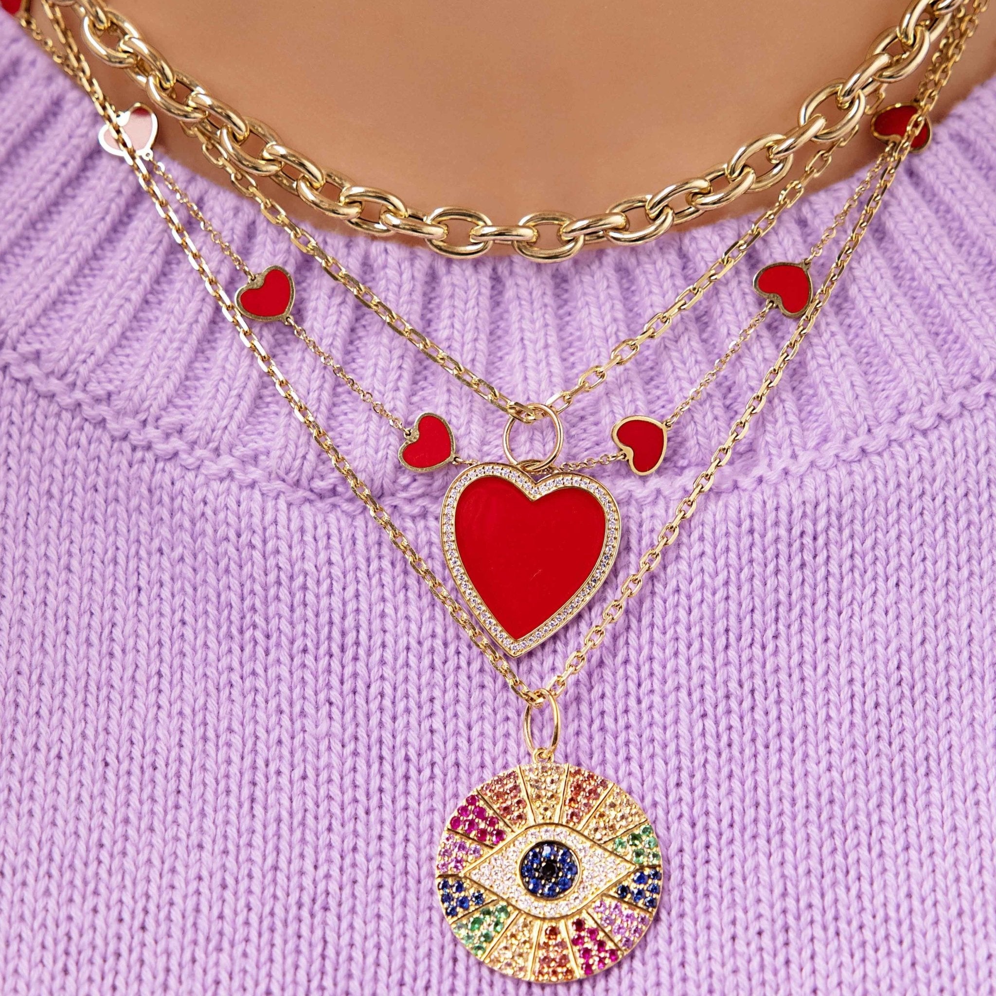 Multi Gemstone Heart Necklace - Sparkle Society