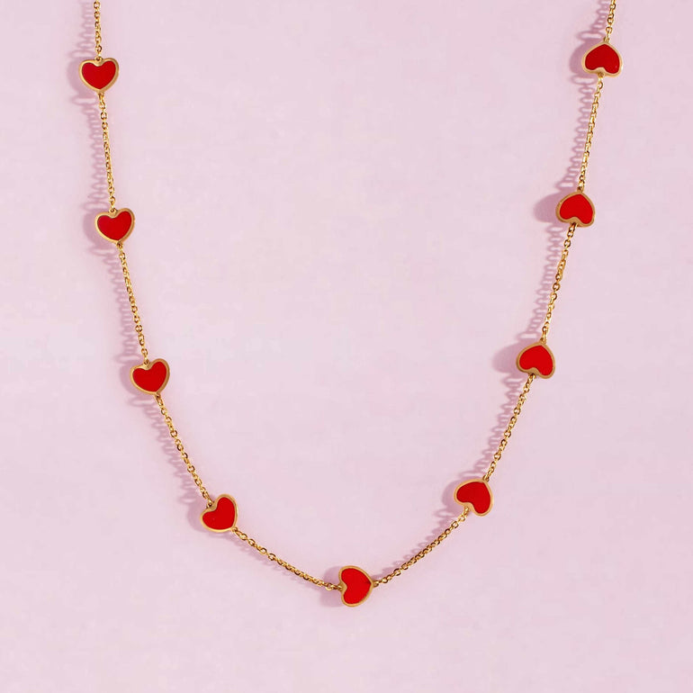 Multi Gemstone Heart Necklace + Bracelet - Sparkle Society