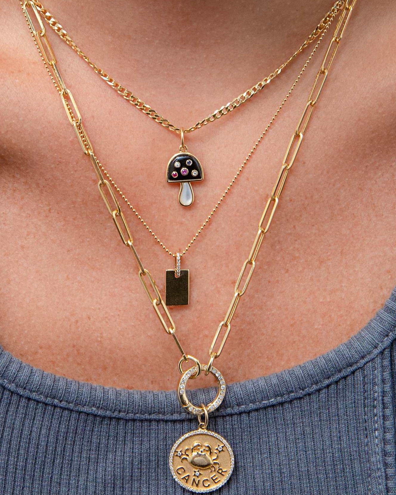 Multi Gemstone Mushroom Necklace Charm - Sparkle Society