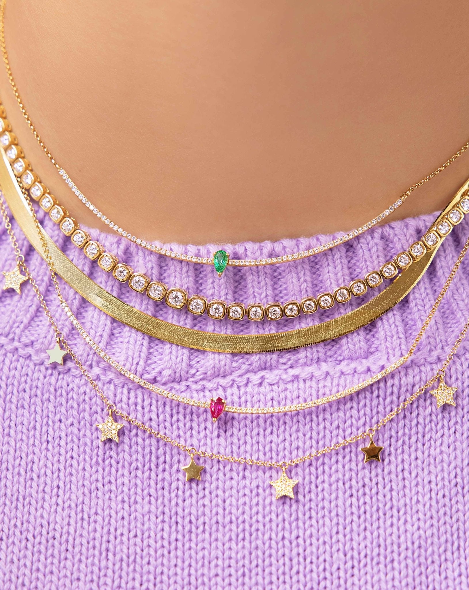 Multi Gold And Diamond Star Necklace - Sparkle Society