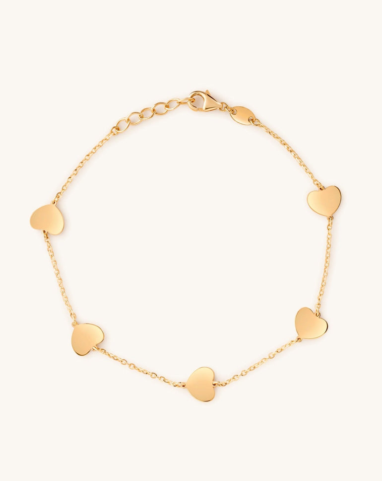 Multi Solid Gold Heart Bracelet - Sparkle Society