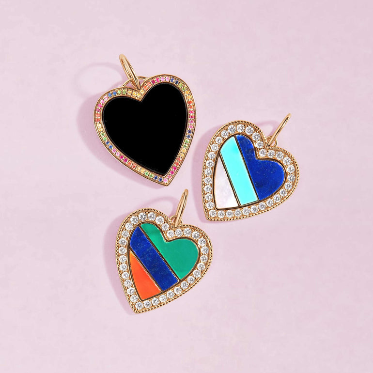 Multicolor Heart Necklace Charm - Eleonora Beracasa