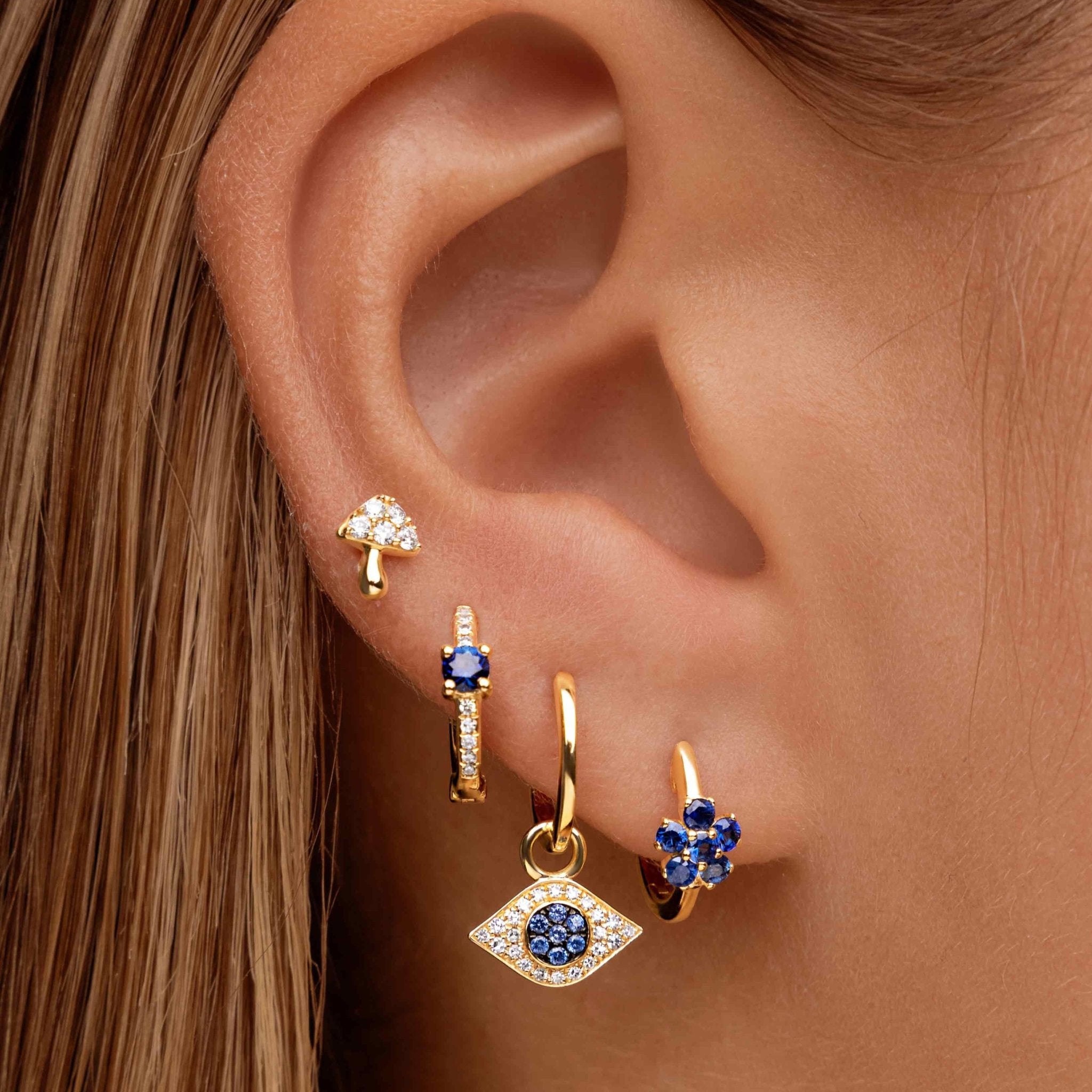 Pave Evil Eye Charm Huggie Earrings - Sparkle Society