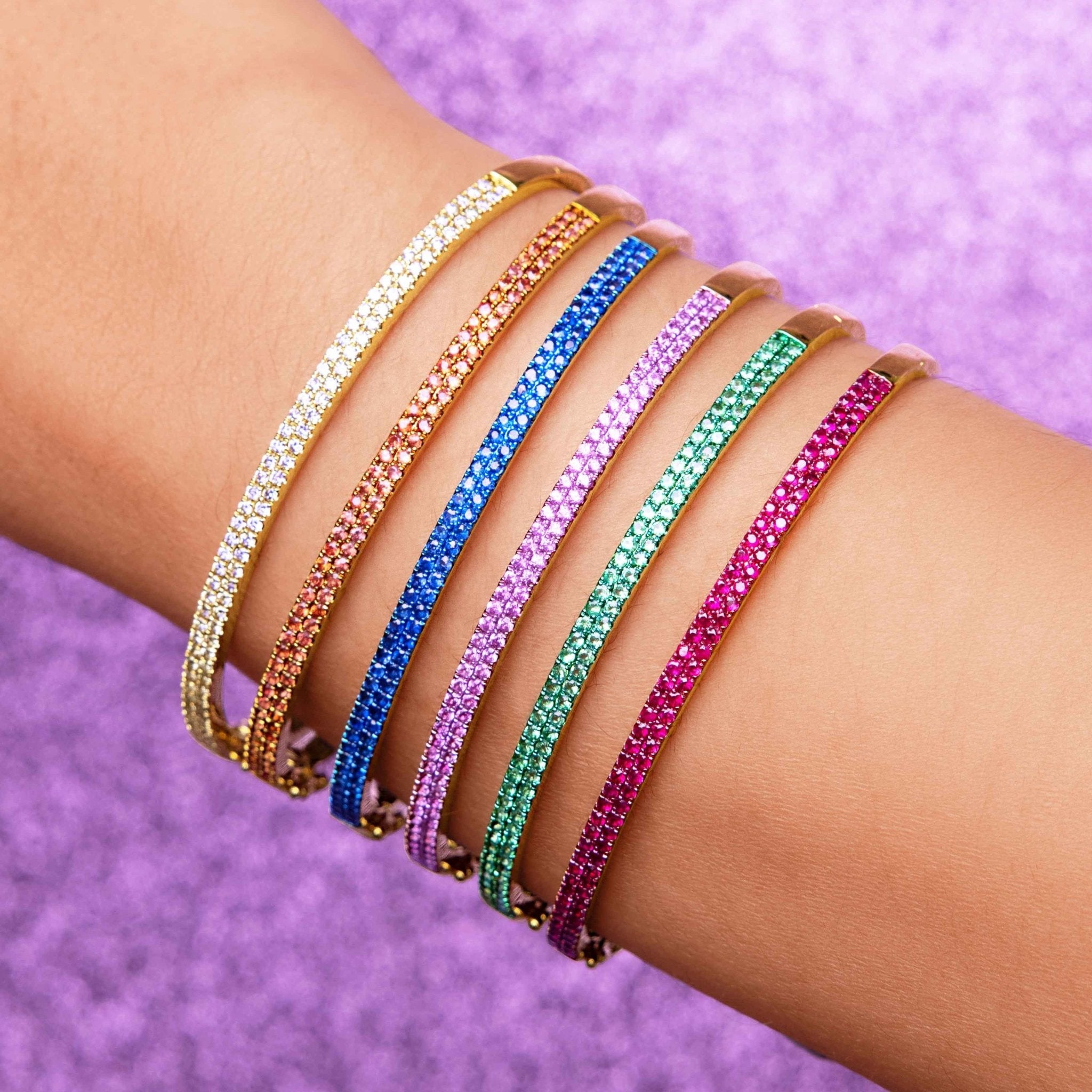 Pave Gemstone Bangle - Sparkle Society