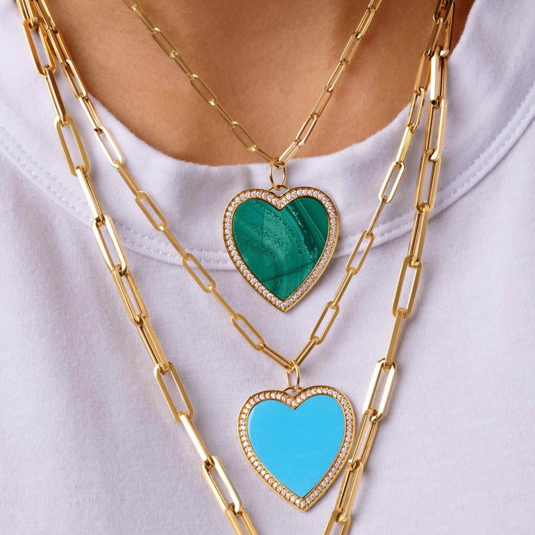Jumbo Gemstone Heart Necklace Charm - Eleonora Beracasa