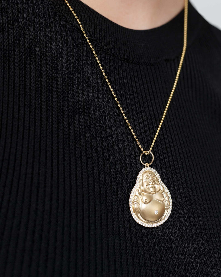 Pave Outline Gold Buddha Necklace Charm - Sparkle Society