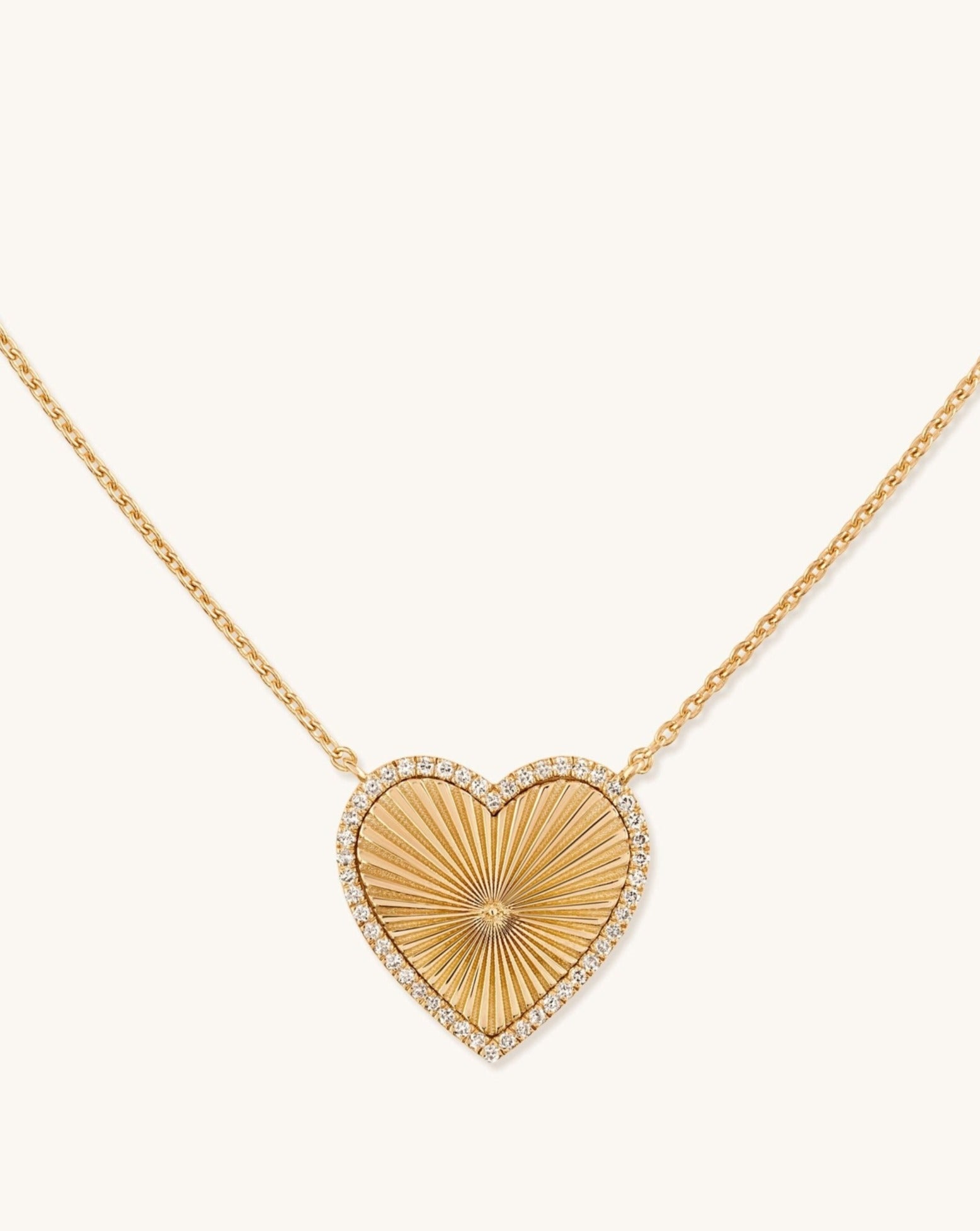 Pave Outline Gold Radiant Diamond Heart Necklace - Sparkle Society