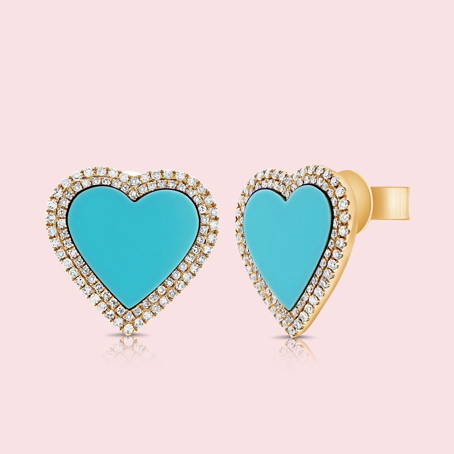 Jumbo Pave Outline Gemstone Heart Stud Earrings - Sparkle Sociey