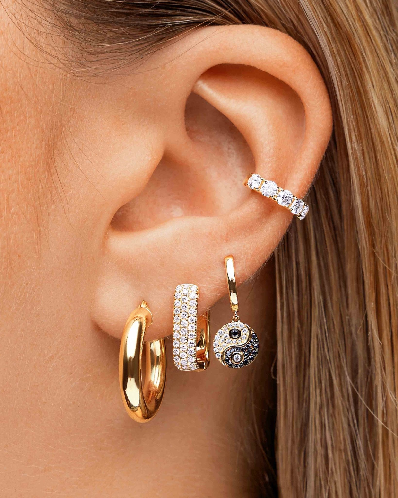 Pave Rectangular Huggie Earrings - Sparkle Society