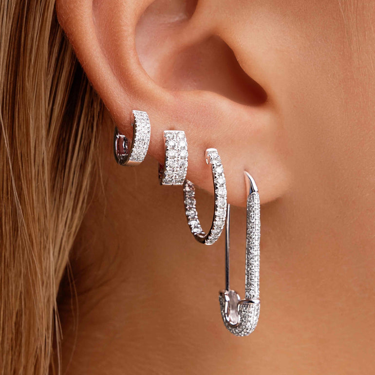 Large Diamond Safety Pin Earrings - Sparkle Society
