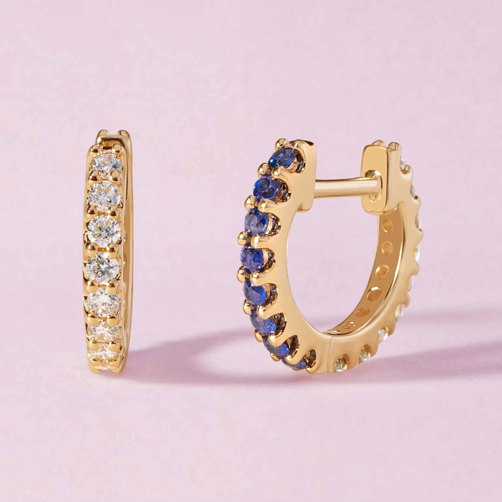 Perfect Half Gemstone Half Diamond Huggies - Sparkle Society