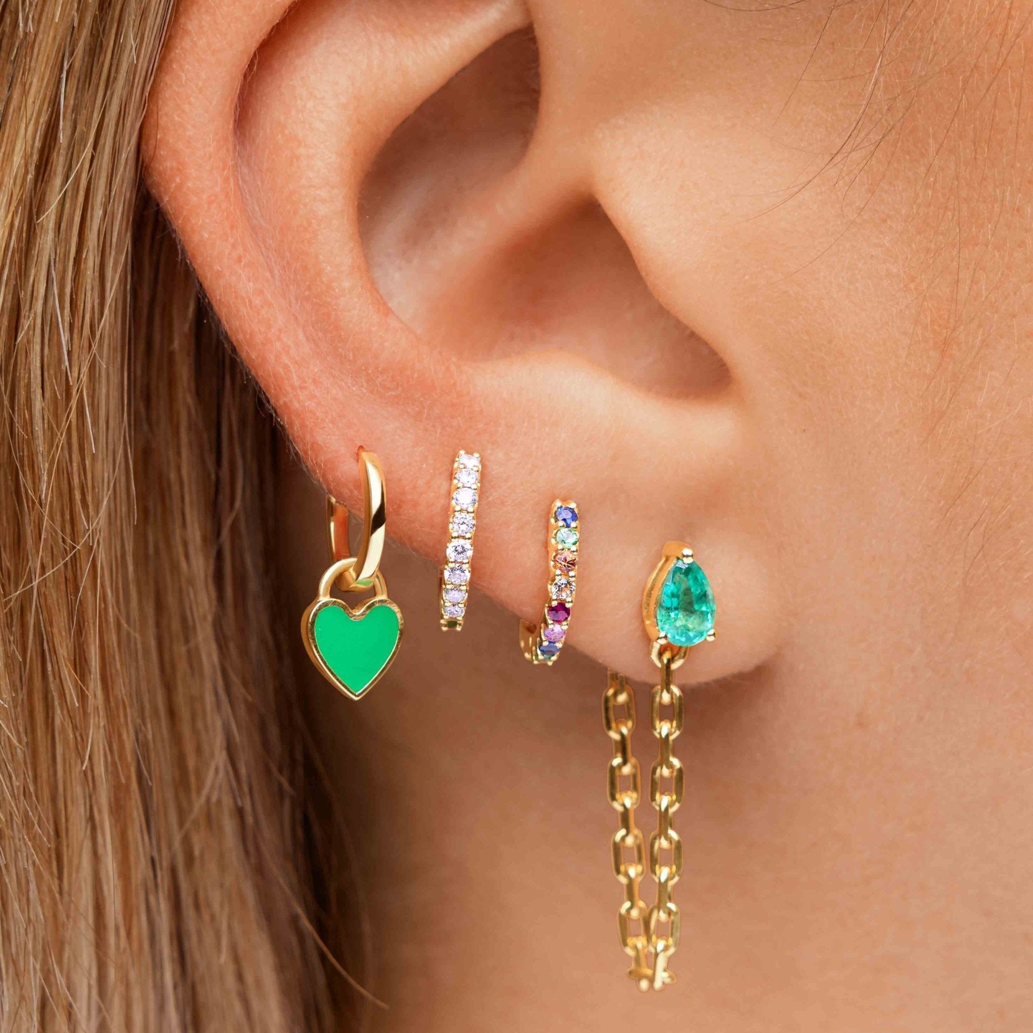 Perfect Half Gemstone Half Diamond Huggies - Eleonora Beracasa