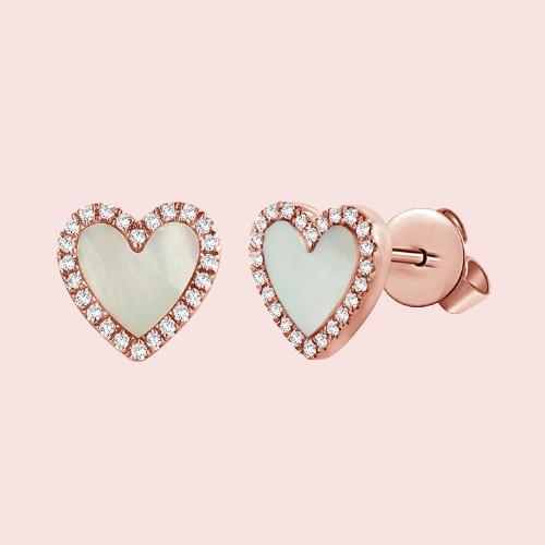Perfect Pave Outline Gemstone Heart Studs - Sparkle Society