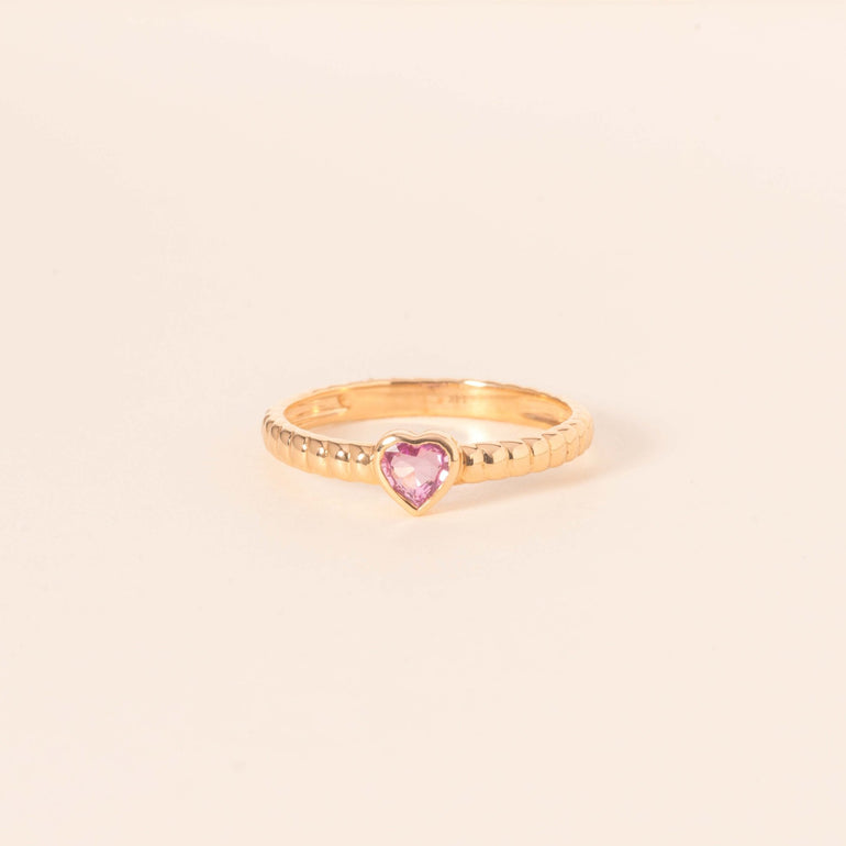 Pink Sapphire Heart Shape Radiant Band Ring - Sparkle Society