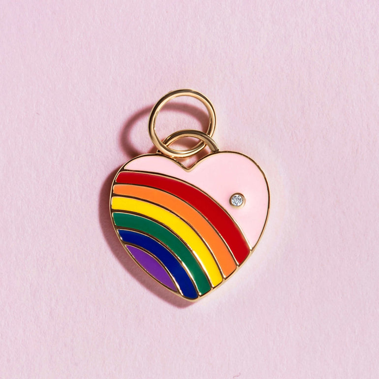 Enamel Rainbow Heart Necklace Charm - Eleonora Beracasa