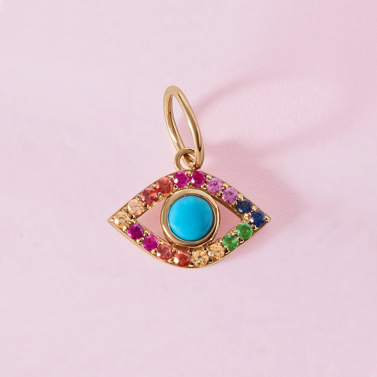 Rainbow Evil Eye Necklace Charm - Sparkle Society
